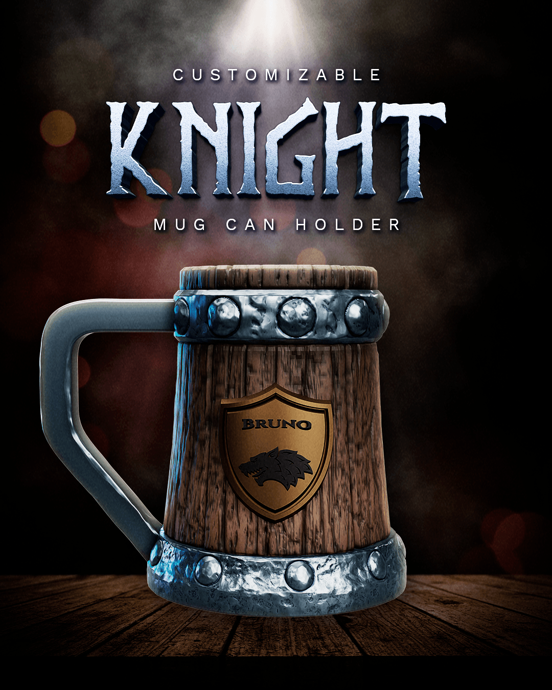 Customizable Knight Mug Can Holder